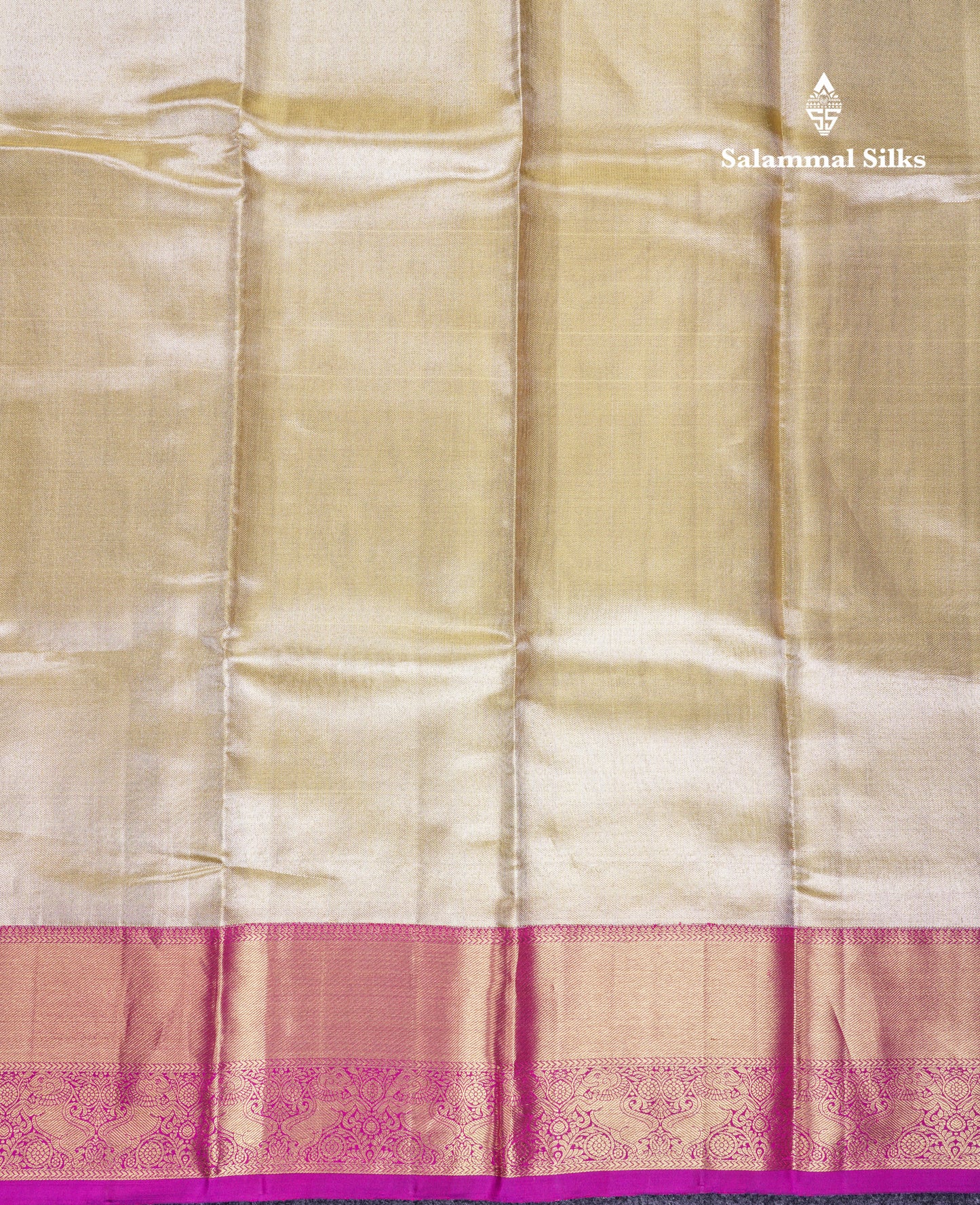 Beautiful Gold Tissue Bridal Pure Kanjivaram Silk Saree With Contrast Dark Purple Traditional Border