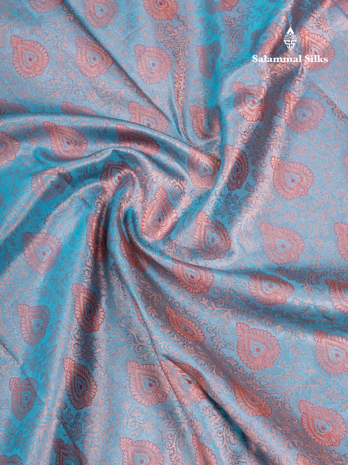 Dual Tone Light Blue Bridal Pure Kanjivaram Silk Saree With Contrast Reddish Maroon Traditional Border