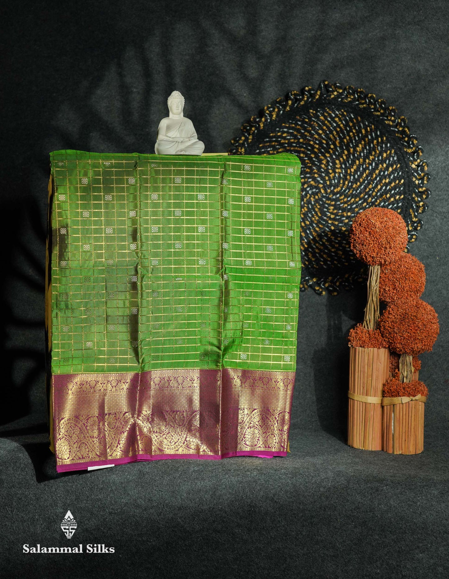 Beautiful Pure Silk Pattu Pavadai Checks (Orange) With Contrast Pink Blouse 27"