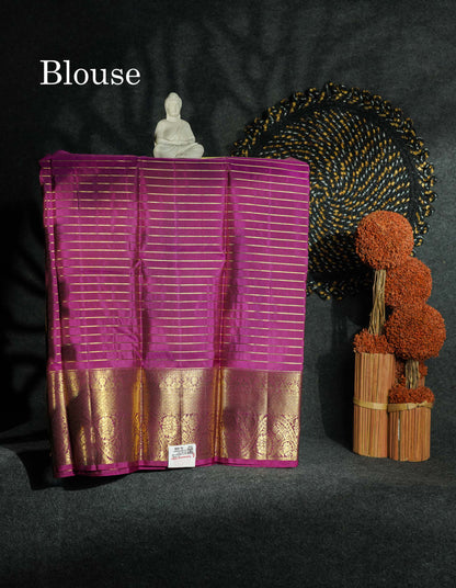 Beautiful Pure Silk Pattu Pavadai Checks (Orange) With Contrast Pink Blouse 27"