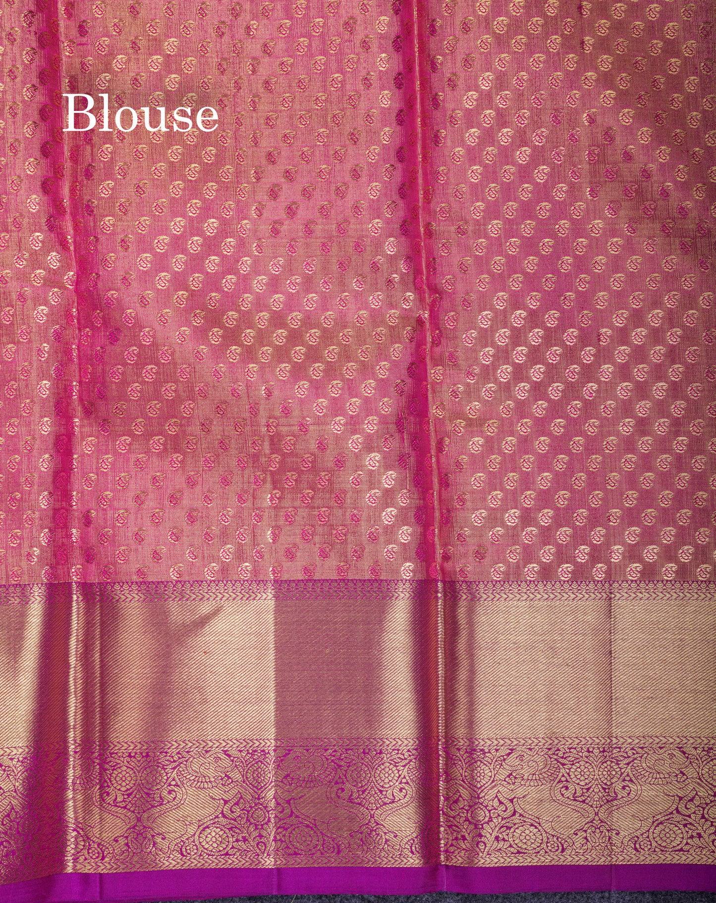 Beautiful Gold Tissue Bridal Pure Kanjivaram Silk Saree With Contrast Dark Purple Traditional Border