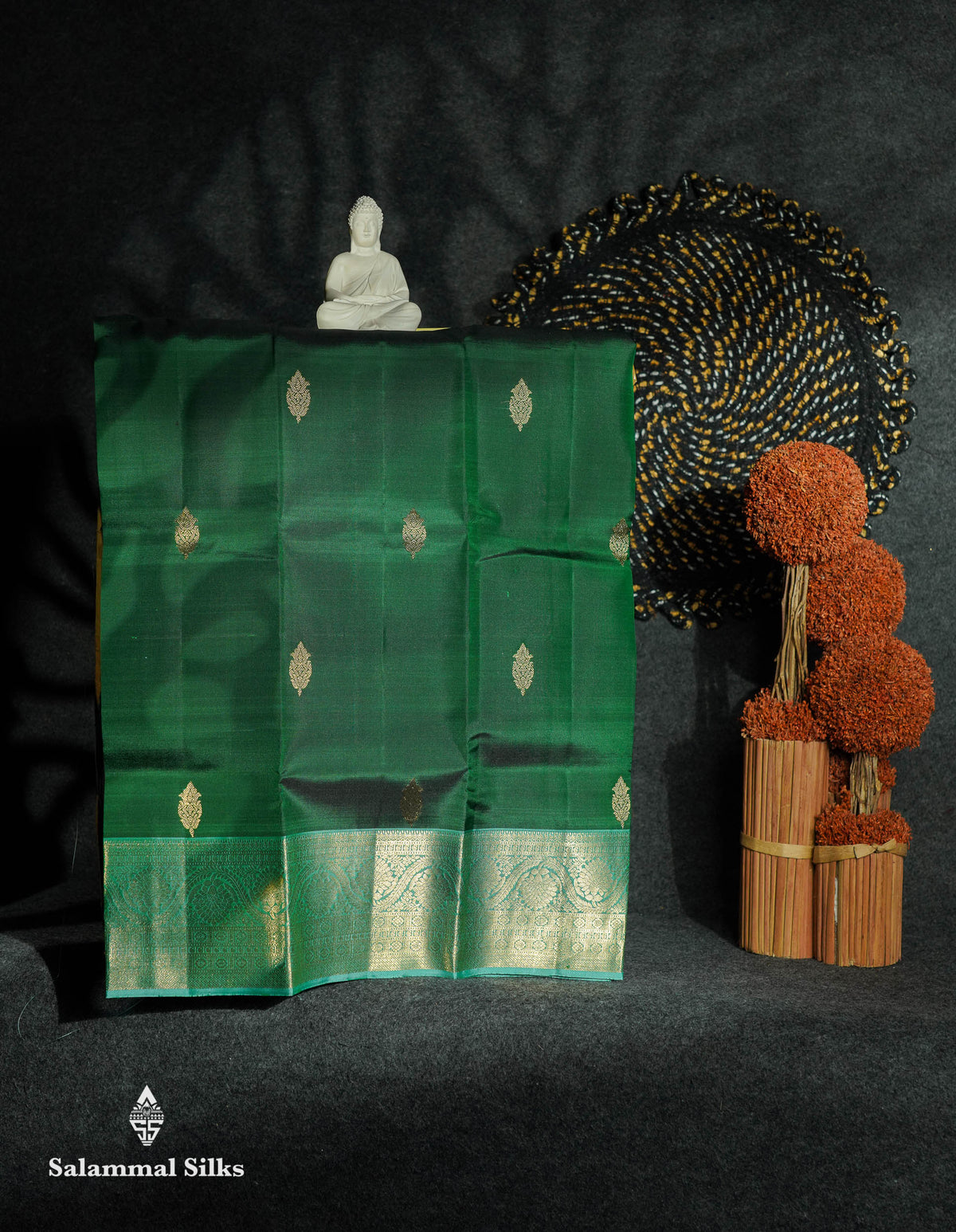 Beautiful Pure Silk Pattu Pavadai (Bottle Green) With Contrast Ice Blue Blouse 27"