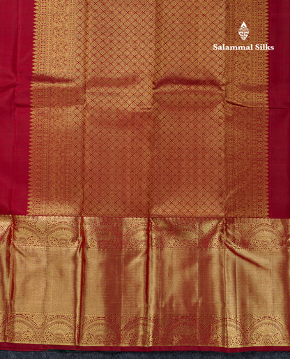 Beautiful Maroon Pure Kanjivaram Silk Saree With Contrast Bottle Green Blouse
