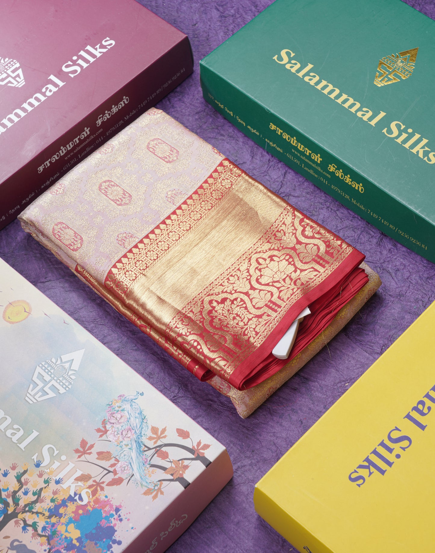 Onion Pink Grand Bridal Pure Kanjivaram Silk Saree With Maroon Border