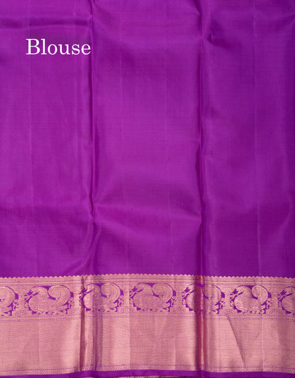 Dual Tone Green Bridal Pure Kanjivaram Silk Saree With Contrast Vadamalli Traditional Border