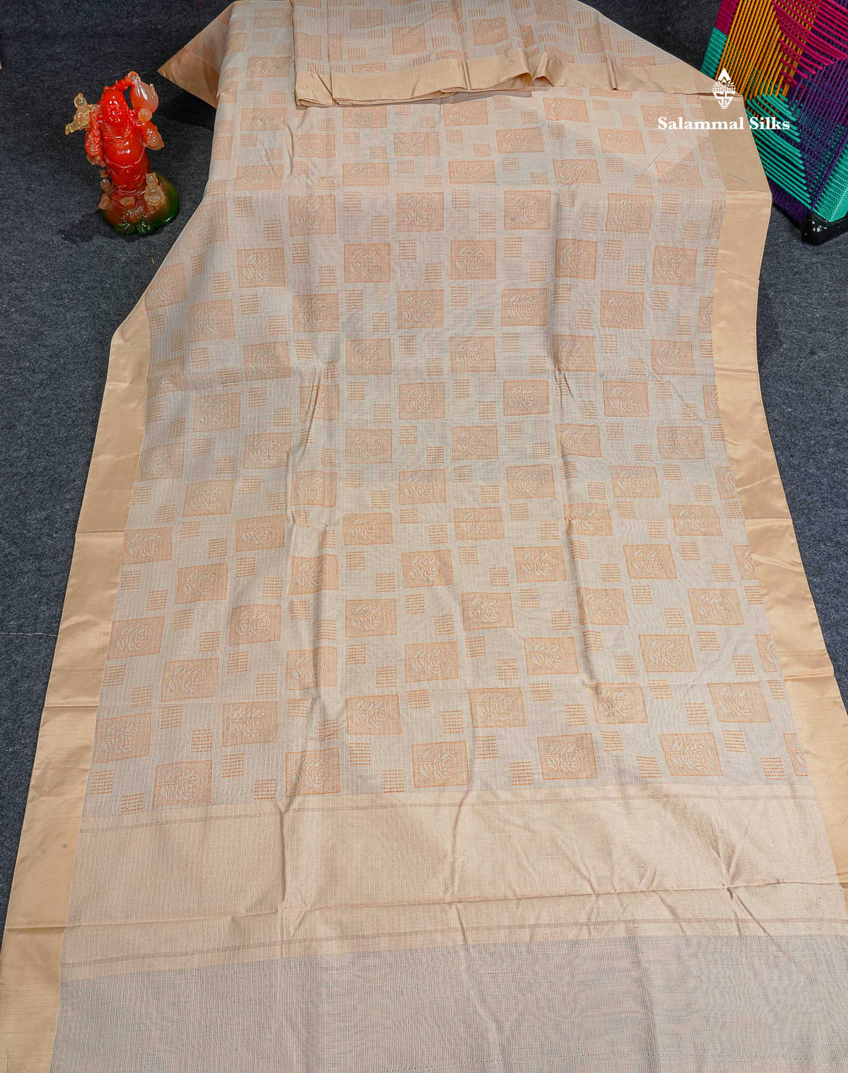 Kota Cotton Fancy Saree - Beige Colour Body Printed Design With Blouse