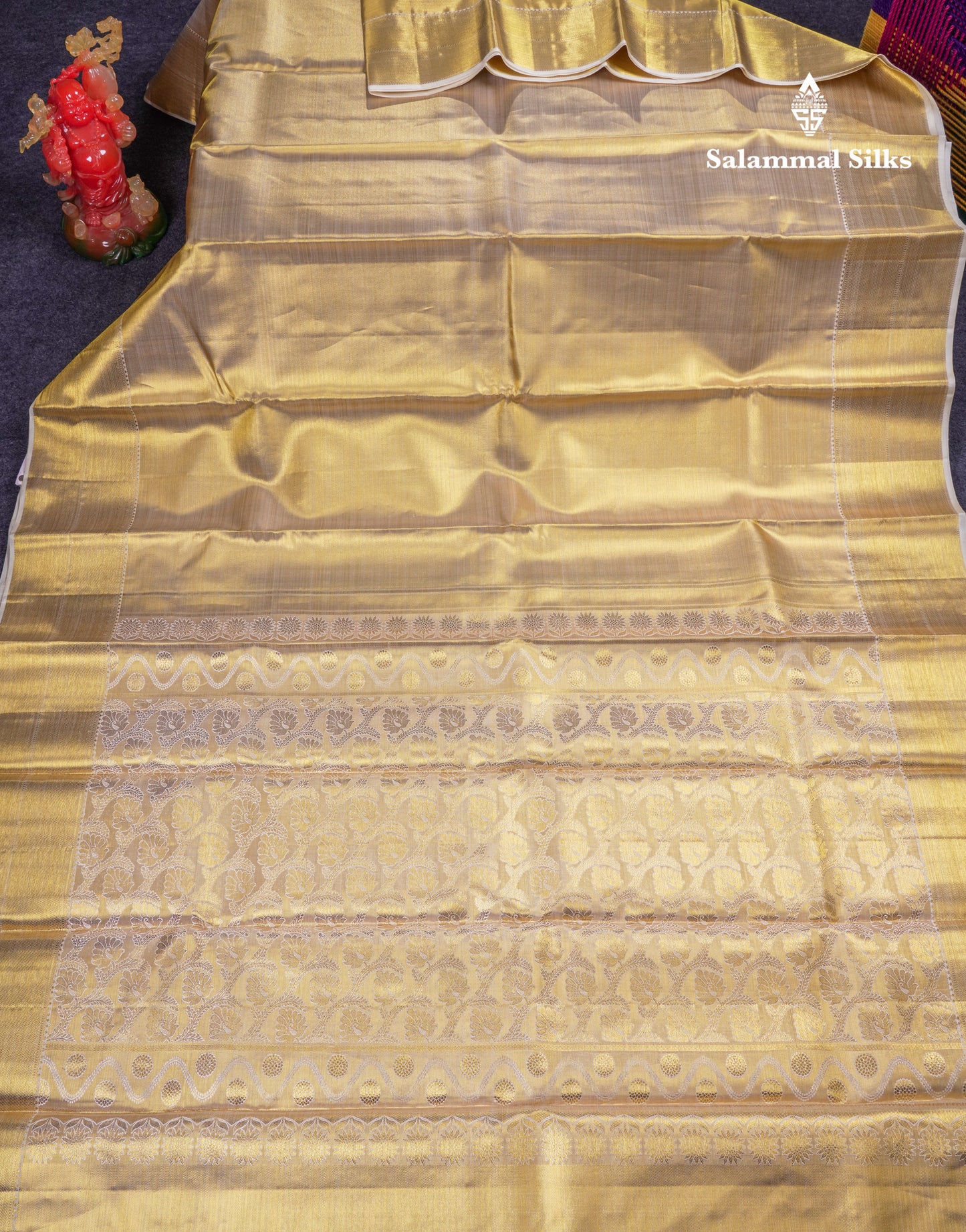 Beautiful Gold Tissue Bridal Pure Kanjivaram Silk Saree With Traditional Border