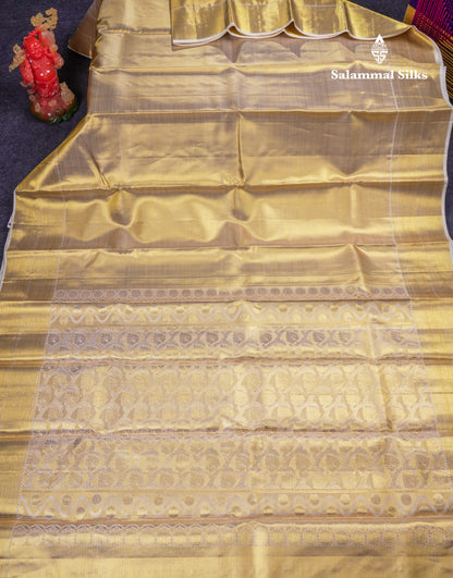 Beautiful Gold Tissue Bridal Pure Kanjivaram Silk Saree With Traditional Border