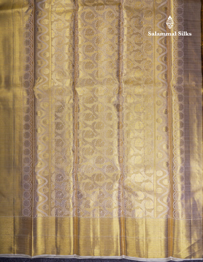 Beautiful Gold Tissue Bridal Pure Kanjivaram Silk Saree With Traditional Border