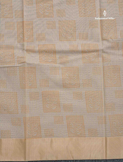 Kota Cotton Fancy Saree - Half White Colour Body Printed Design With Blouse