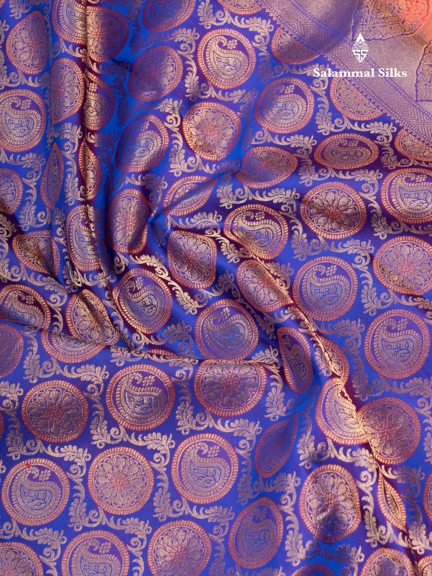 Dual Tone Purple Bridal Pure Kanjivaram Silk Saree With Contrast Tomato Red Border