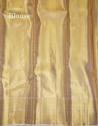 Beautiful Gold Tissue Bridal Pure Kanjivaram Silk Saree With Traditional Border