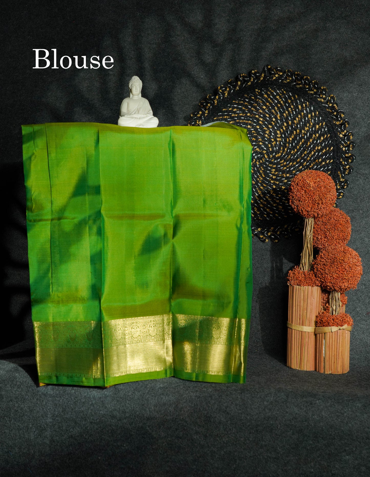 Beautiful Pure Silk Pattu Pavadai (Pinkish Peach) With Contrast Olive Green Blouse 27"