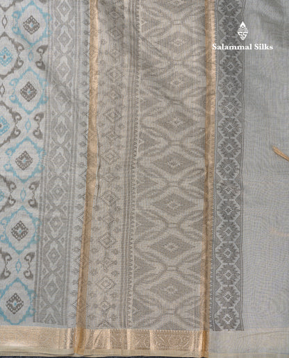 Beautiful Onion Pink Vaira Oosi Lines Mixed Cotton Saree With Fancy Small Border