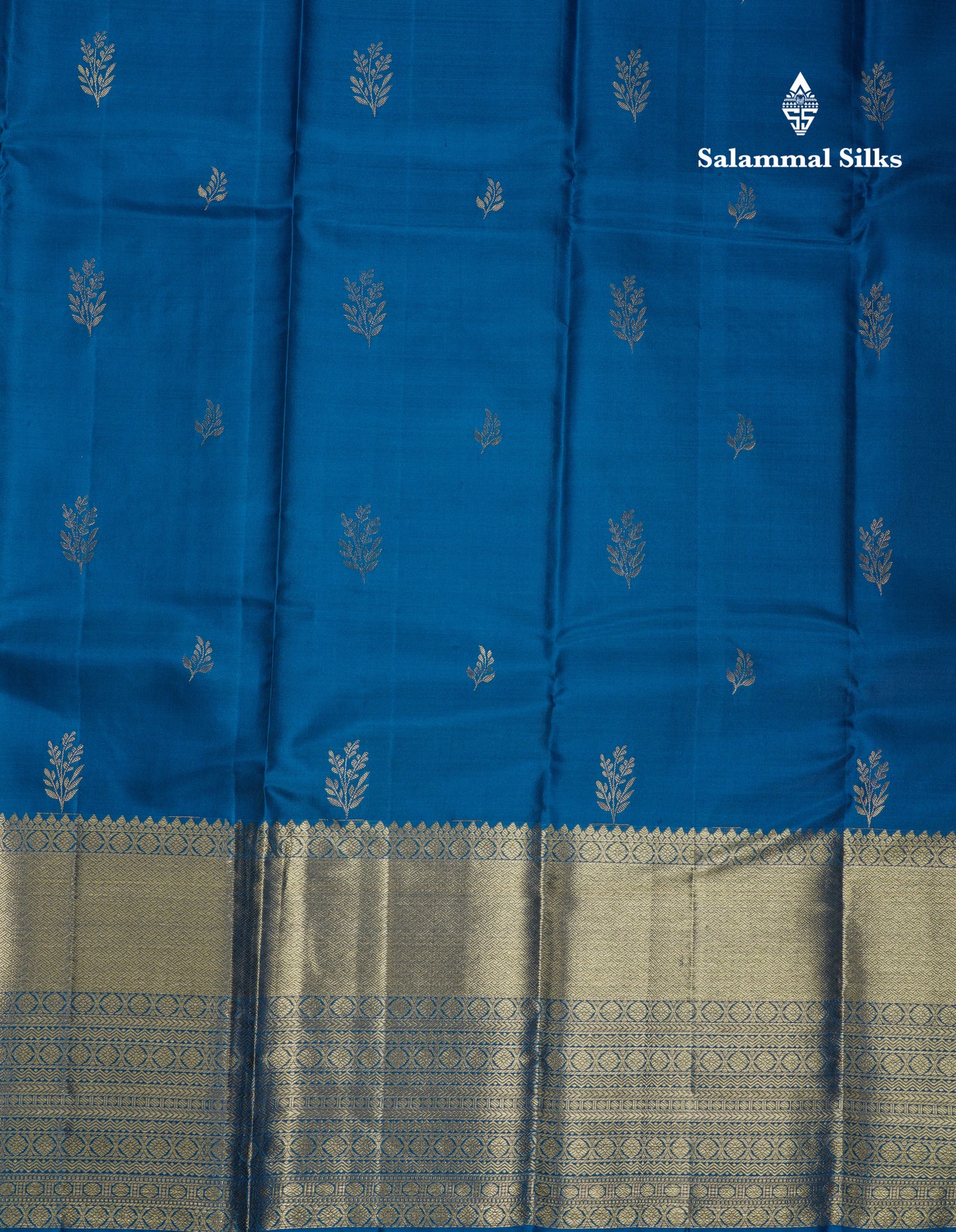 Beautiful Peacock Blue Pure Kanjivaram Silk Saree With Tarditional Evening Morning Border