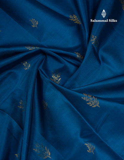 Beautiful Peacock Blue Pure Kanjivaram Silk Saree With Tarditional Evening Morning Border