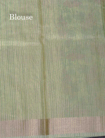 Cotton Mix Saree - Pastel Green Colour Body Floral Design With Fancy Border