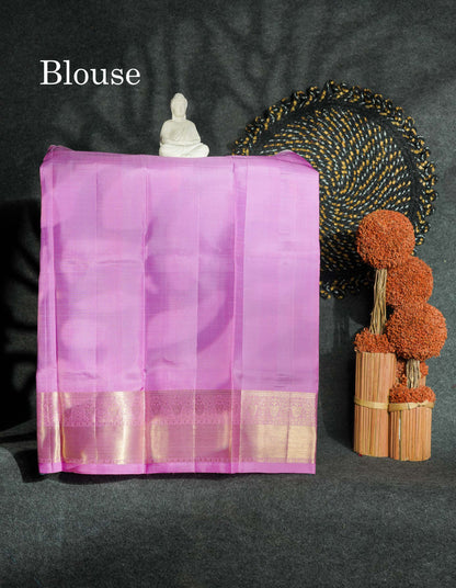 Beautiful Pure Silk Pattu Pavadai (Pinkish Peach) With Contrast Olive Green Blouse 27"