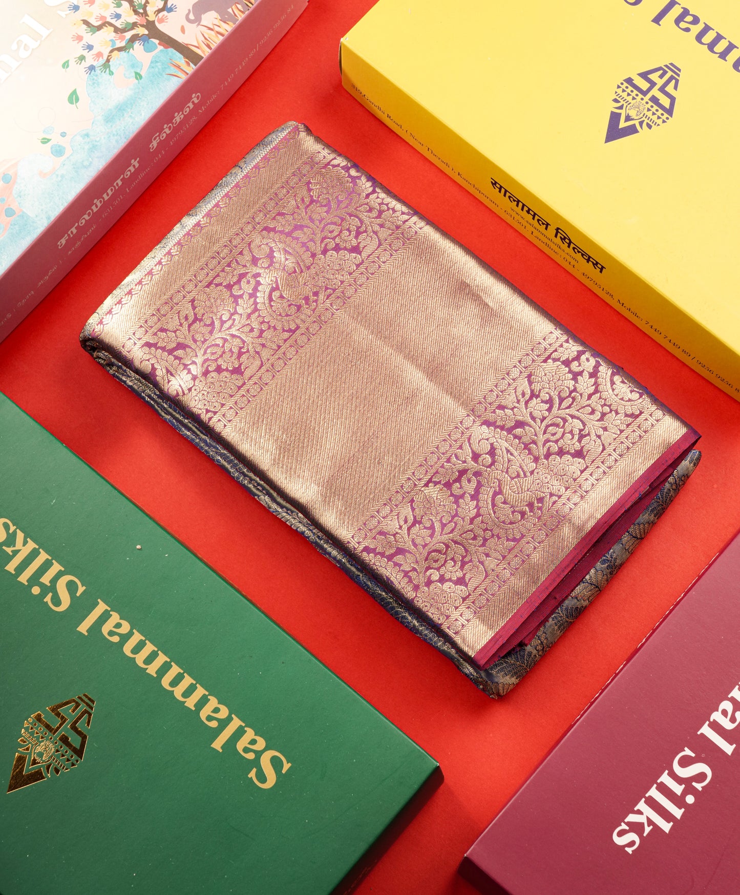 Blue Colour Tissue Pure Kanjivaram Silk Saree with Gold Zari Long Border