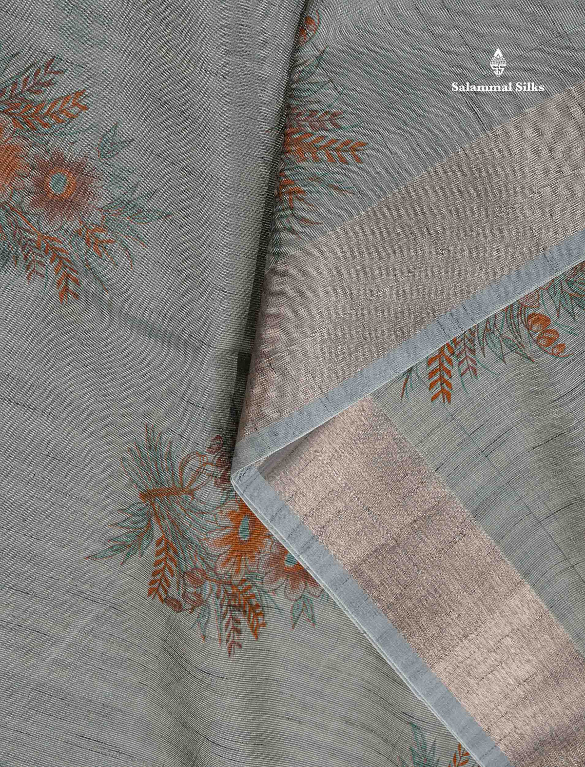 Cotton Mix Saree - Grey Colour Body With Fancy Border