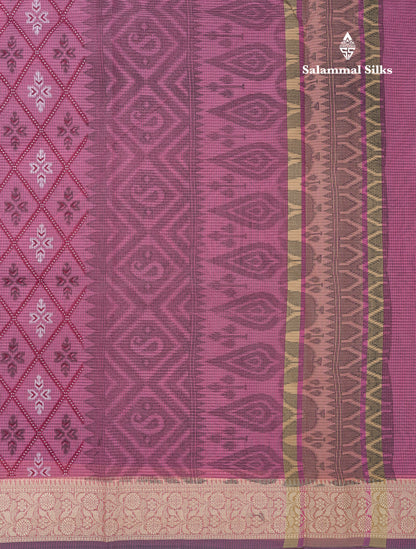 Beautiful Pink Kota Cotton Saree With Thread Work Border
