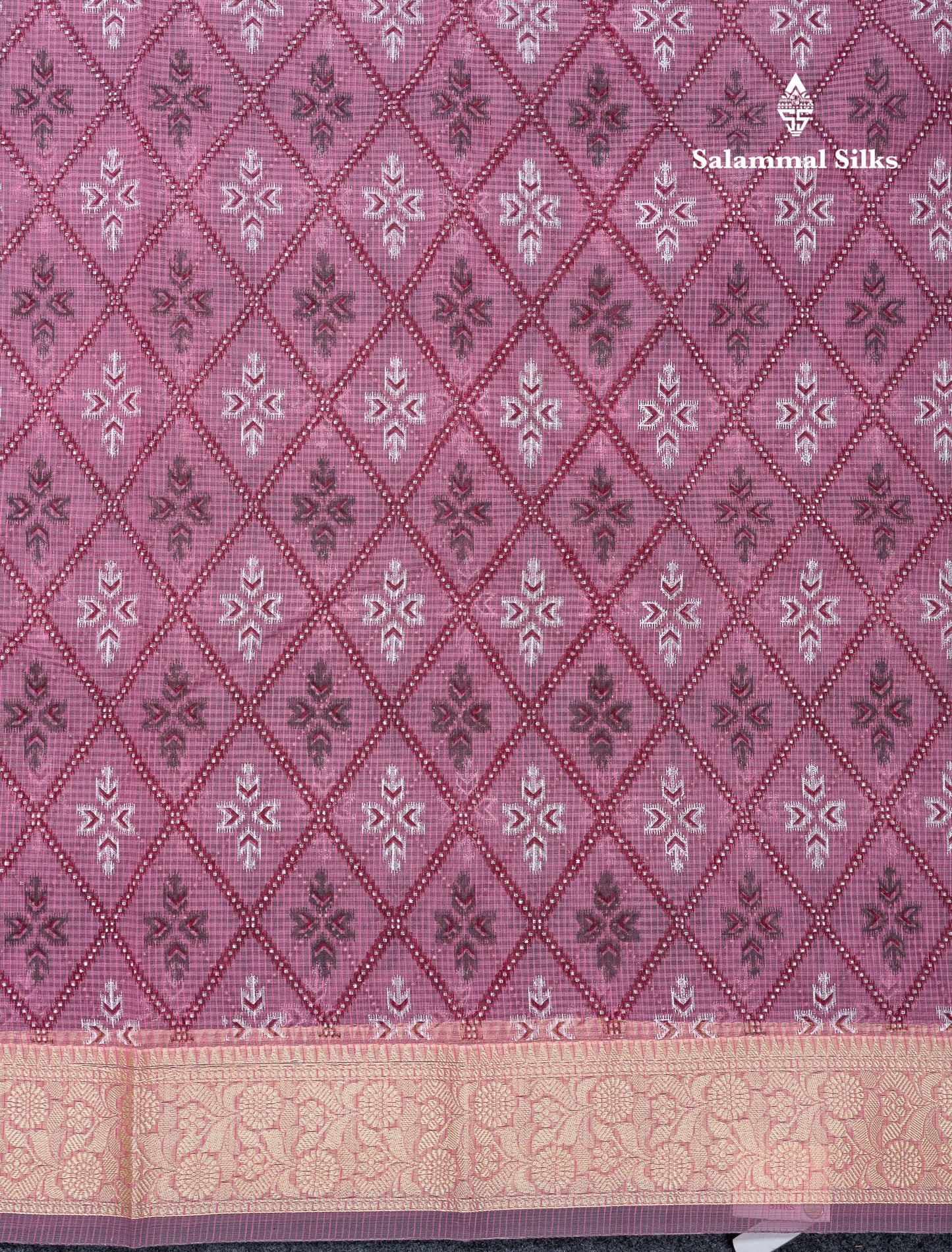 Beautiful Pink Kota Cotton Saree With Thread Work Border