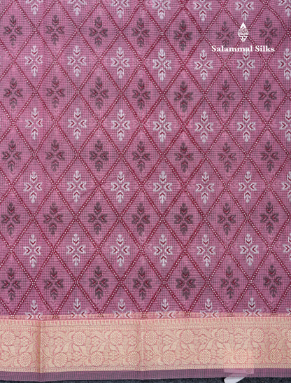 Beautiful Pink Kota Cotton Saree With Thread Work Border