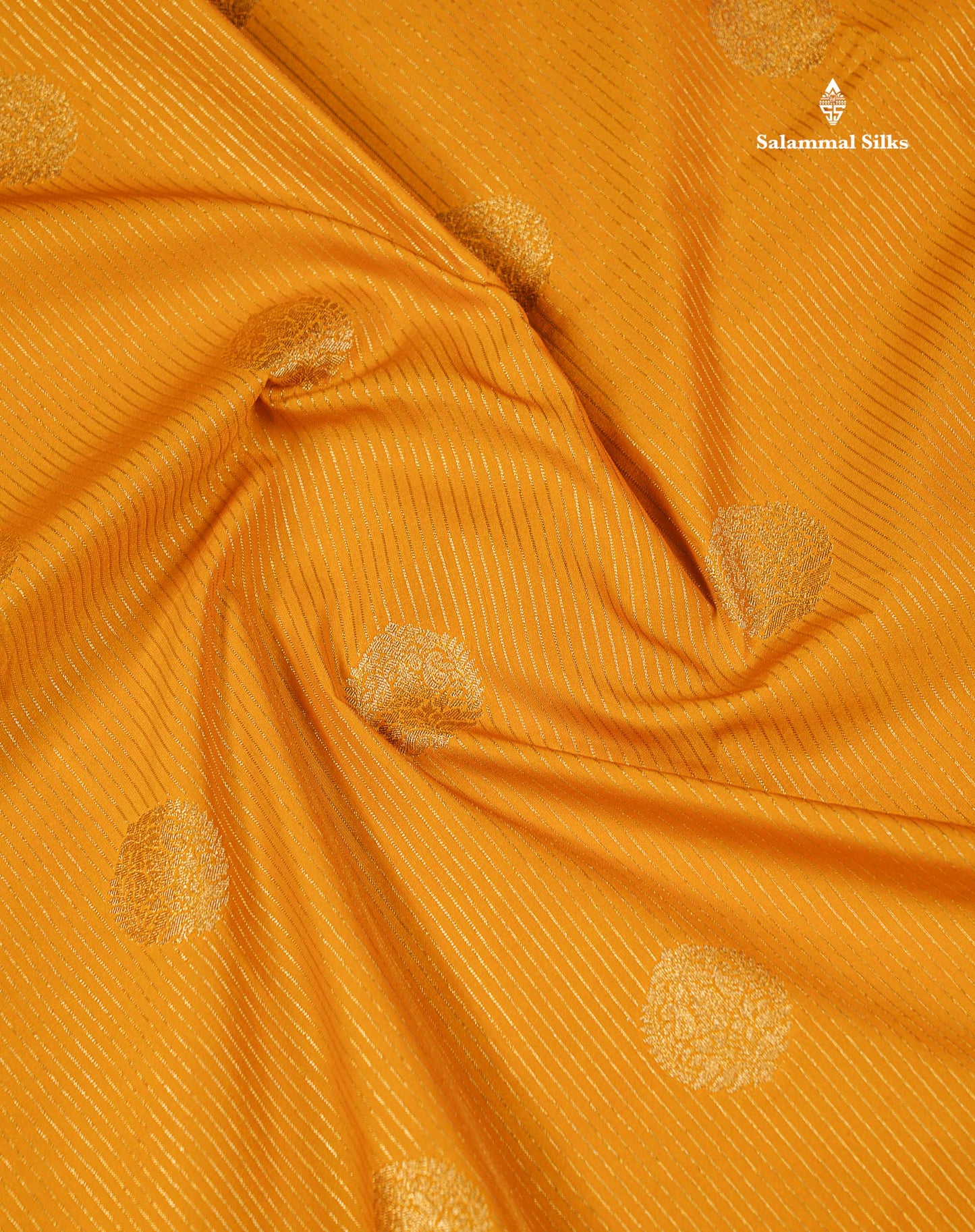 Semi Silk Saree - Mustard Yellow Butta With Lines Along With Contrast Redish Pink Traditional Border