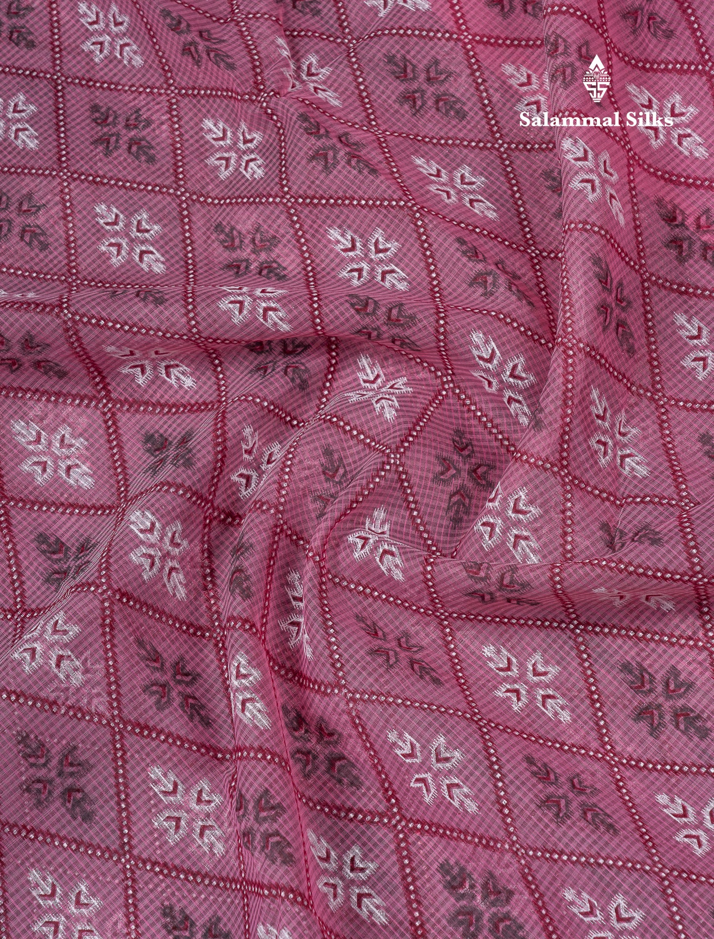 Beautiful Pink Kota Cotton Saree With Thread Work Border