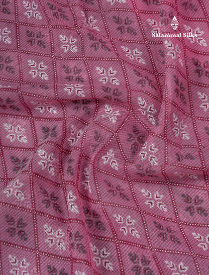 Beautiful Pink Kota Cotton Saree With Thread Work Border
