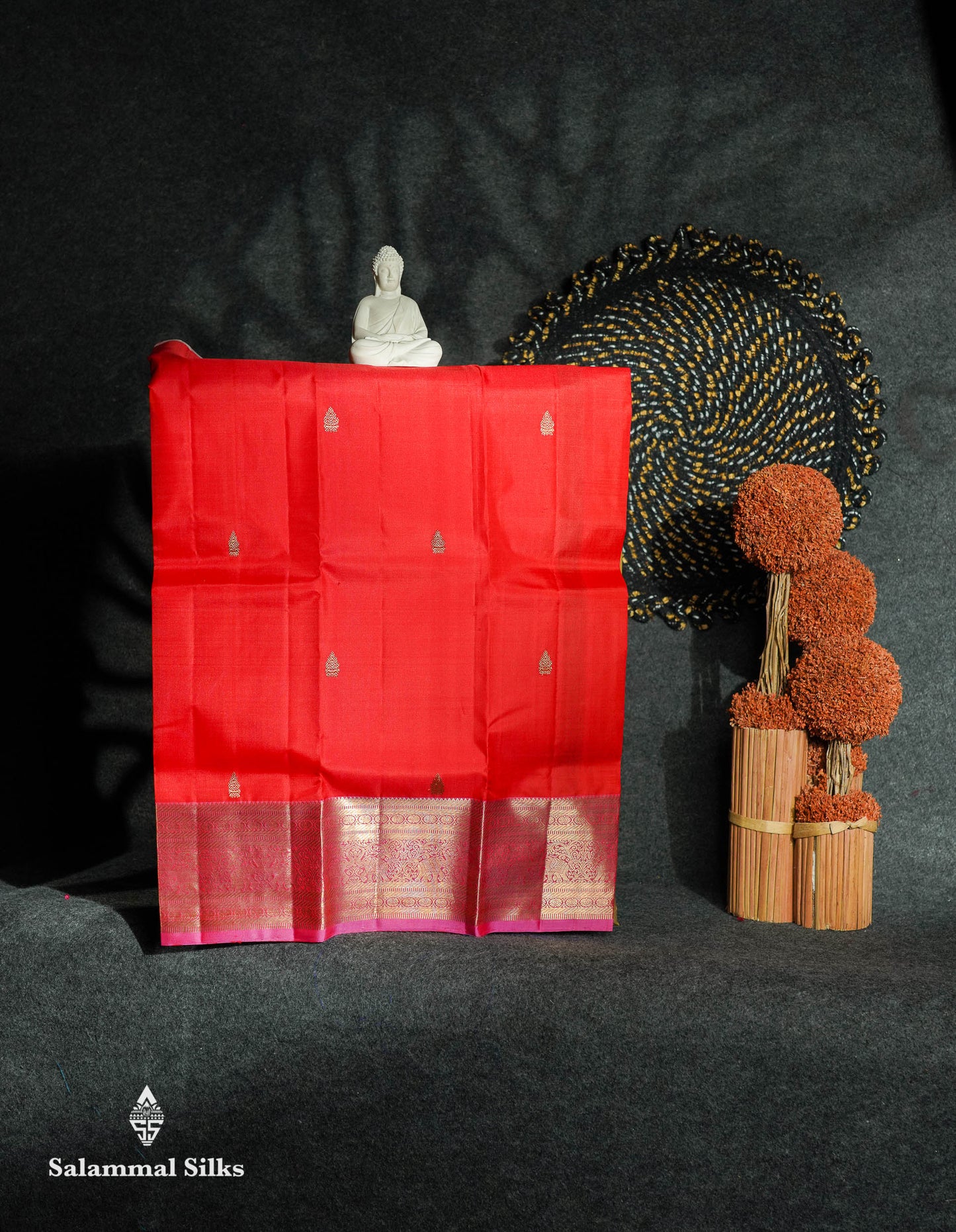 Beautiful Pure Silk Pattu Pavadai (Chilly Red) With Contrast Light Pink Blouse 27"