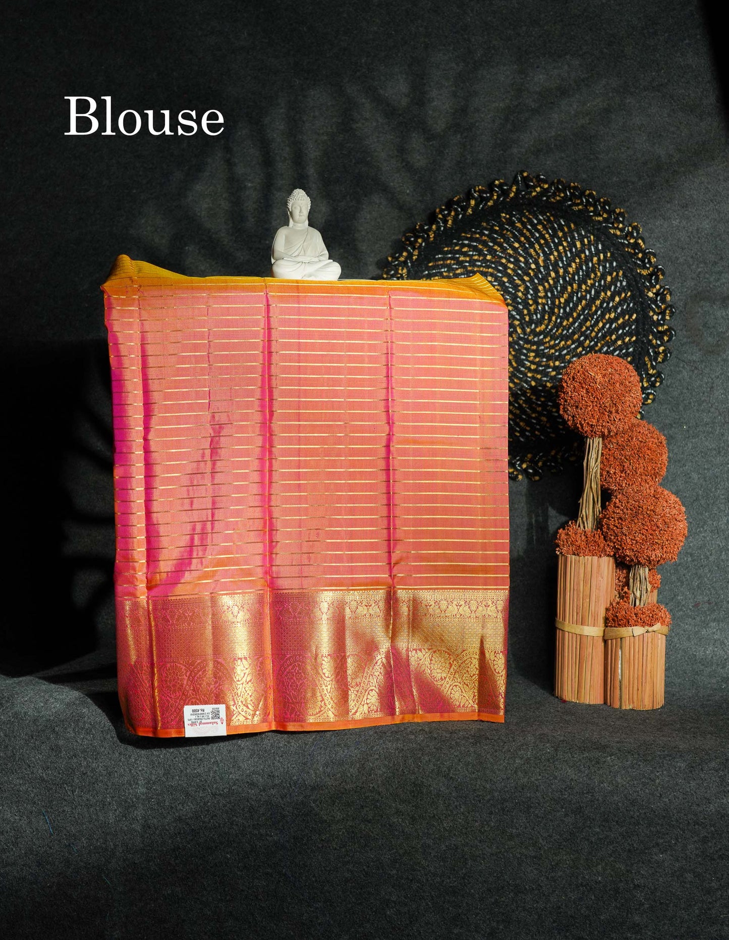 Beautiful Pure Silk Pattu Pavadai Checks (Orange) With Contrast Pink Blouse 27"