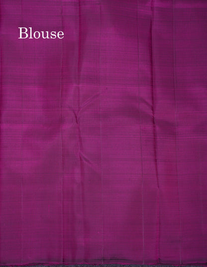 Beautiful Dual Tone Pinkish Orange And Magenta Half & Half Pure Kanjivaram Silk Saree With Contrast Magenta Blouse