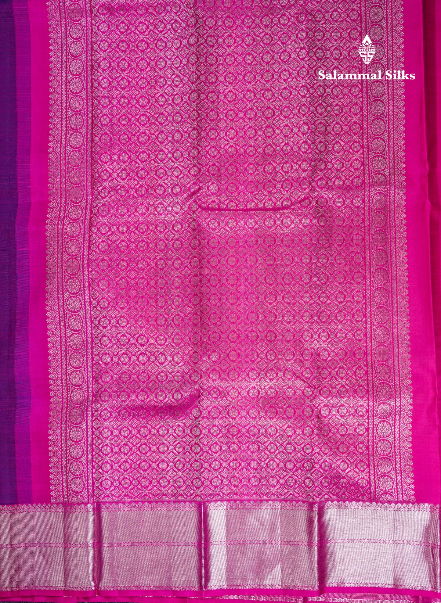Beautiful Dual Tone Violet Pure Kanjivaram Silk Saree With Contrast Pink Traditional Evening Morning Border