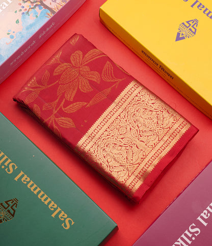 Kanjivaram Maroon Pure Silk Saree With Gold Zari Border