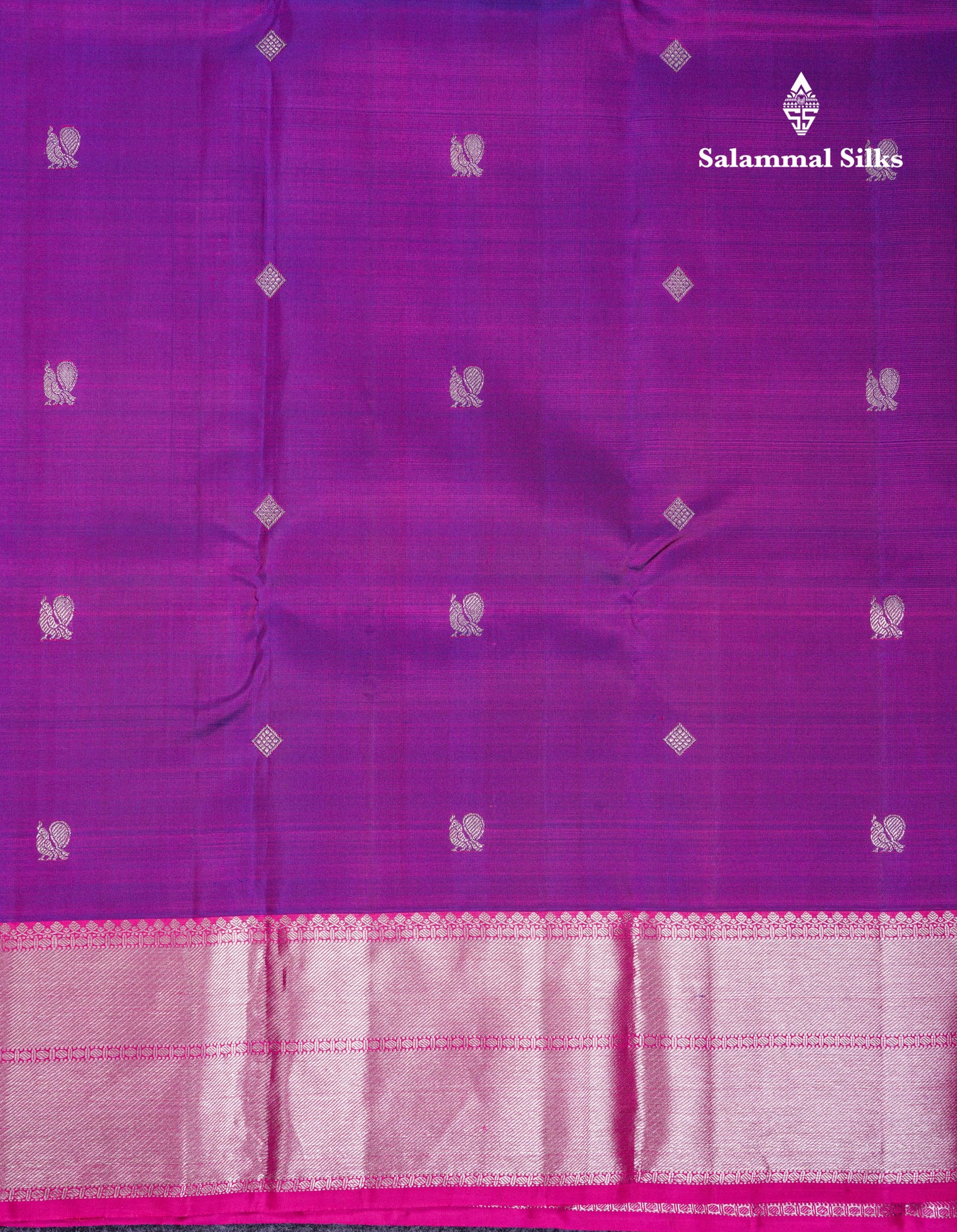 Beautiful Dual Tone Violet Pure Kanjivaram Silk Saree With Contrast Pink Traditional Evening Morning Border