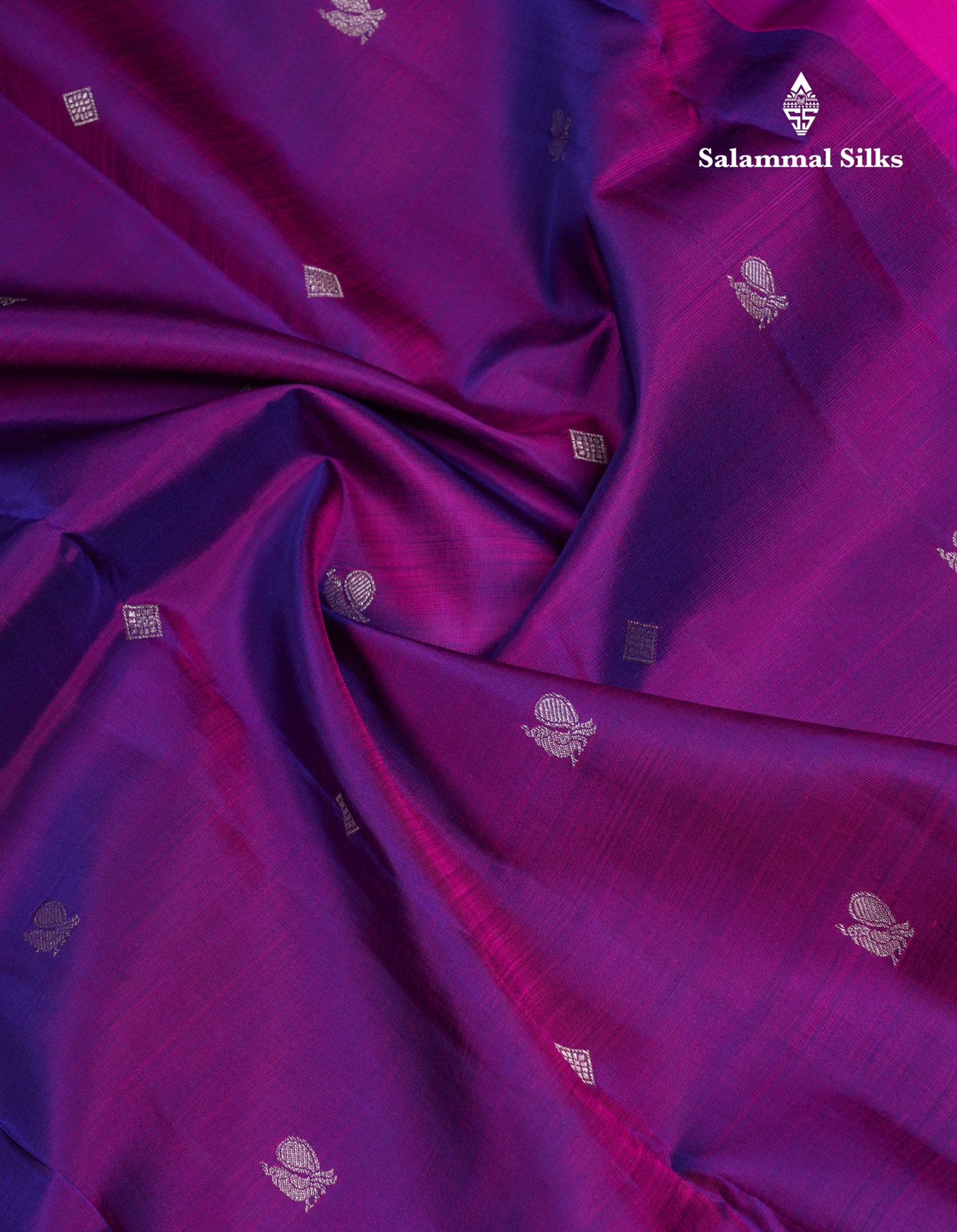 Beautiful Dual Tone Violet Pure Kanjivaram Silk Saree With Contrast Pink Traditional Evening Morning Border