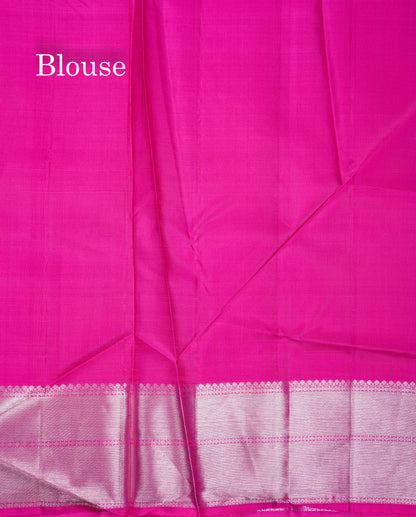 Beautiful Dual Tone Violet Pure Kanjivaram Silk Saree With Contrast Pink Traditional Evening Morning Border