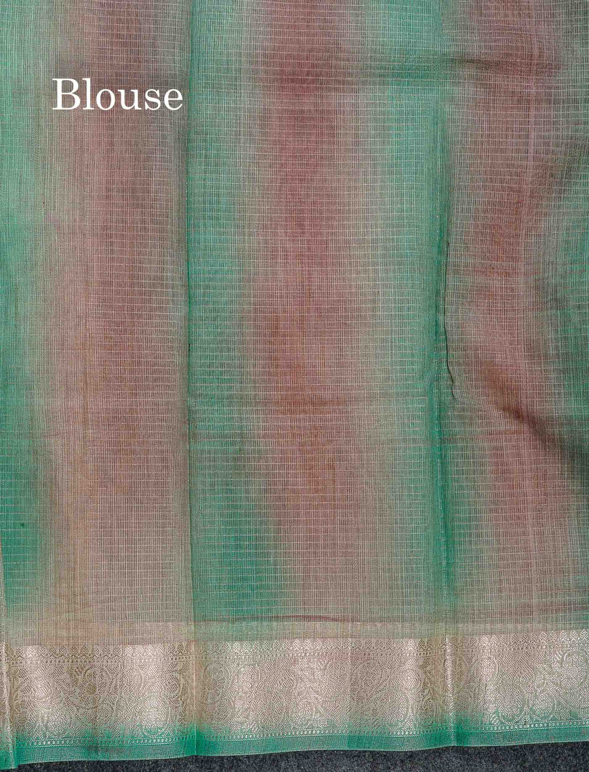 Cotton Mix Saree - Mehandi Green & Teal Blue Colour Body Zari Line With Fancy Border