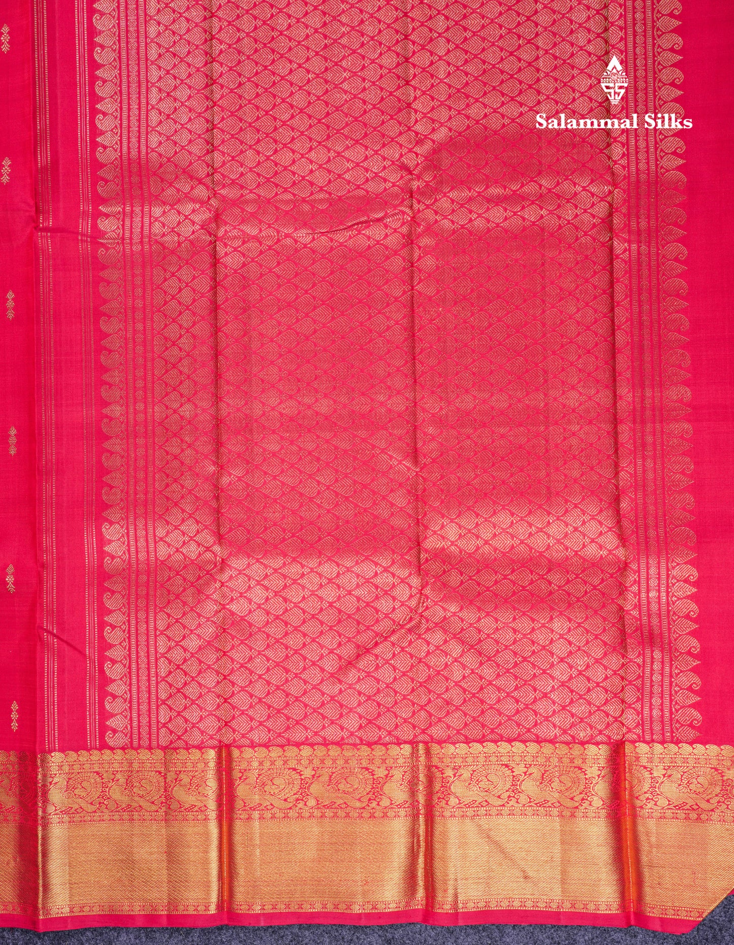 Beautiful Dual Tone Pinkish Red Pure Kanjivaram Silk Saree With Traditional Evening Morning Border
