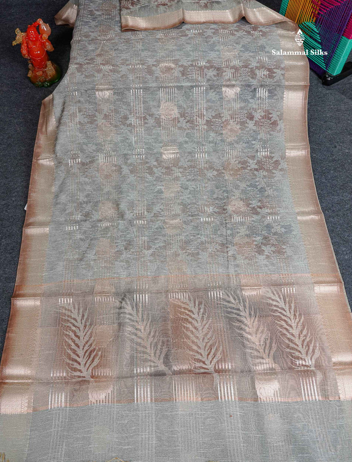 Kota Cotton Saree - Grey Colour Body With Fancy Border