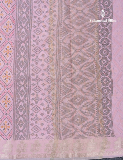 Beautiful Baby Pink Mixed Cotton Fancy Saree With Medium Border