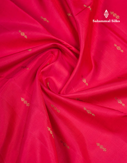 Beautiful Dual Tone Pinkish Red Pure Kanjivaram Silk Saree With Traditional Evening Morning Border