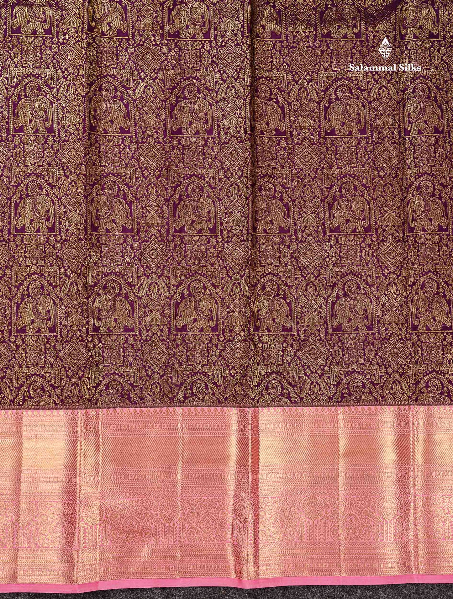 Pure Mix Silk Saree - Dark Purple Bridal Along With Contrast Light Pink Traditional Evening Morning Border