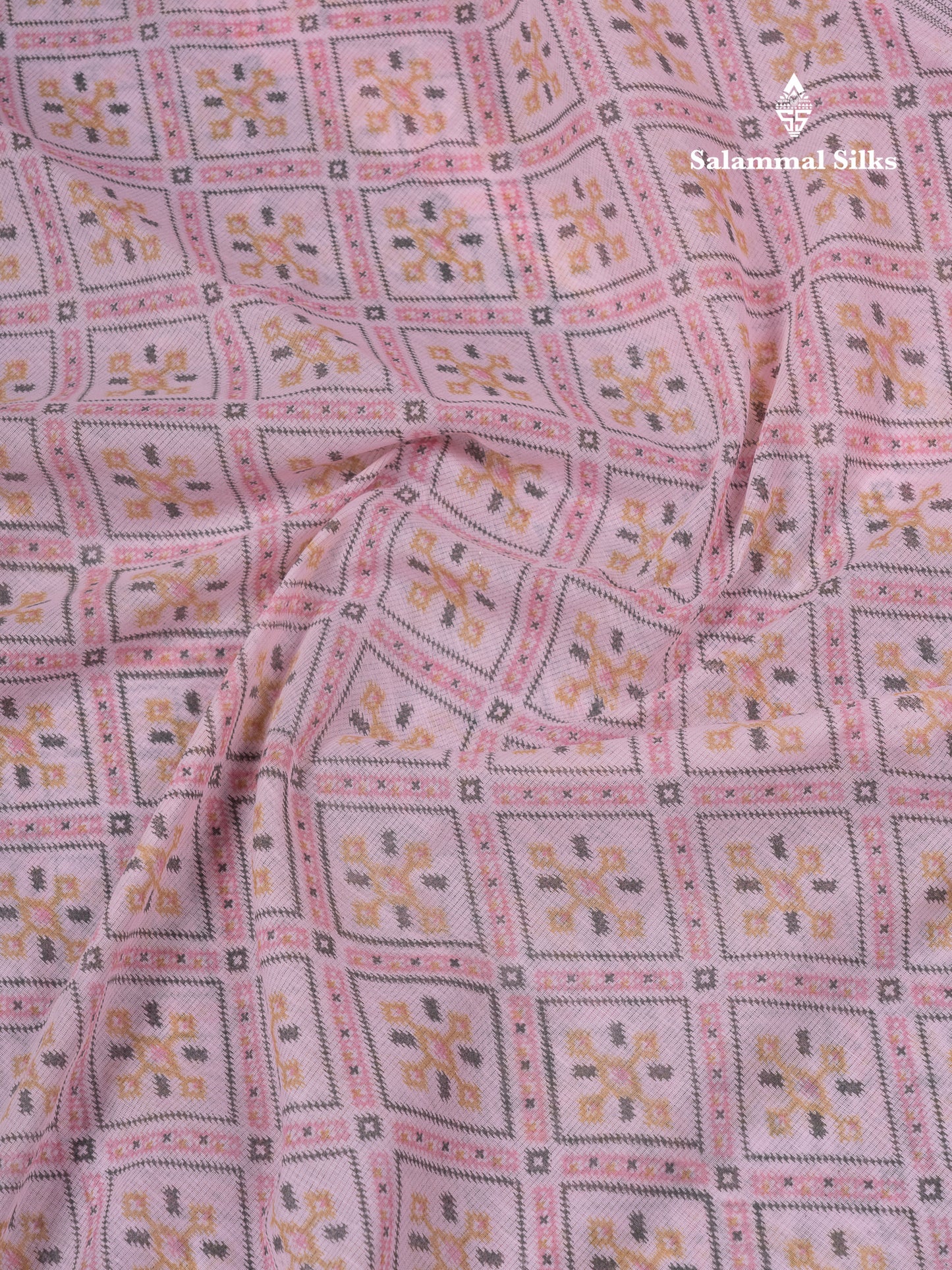 Beautiful Baby Pink Mixed Cotton Fancy Saree With Medium Border