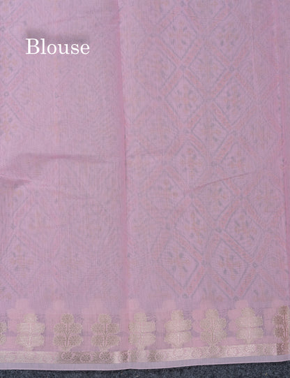 Beautiful Baby Pink Mixed Cotton Fancy Saree With Medium Border