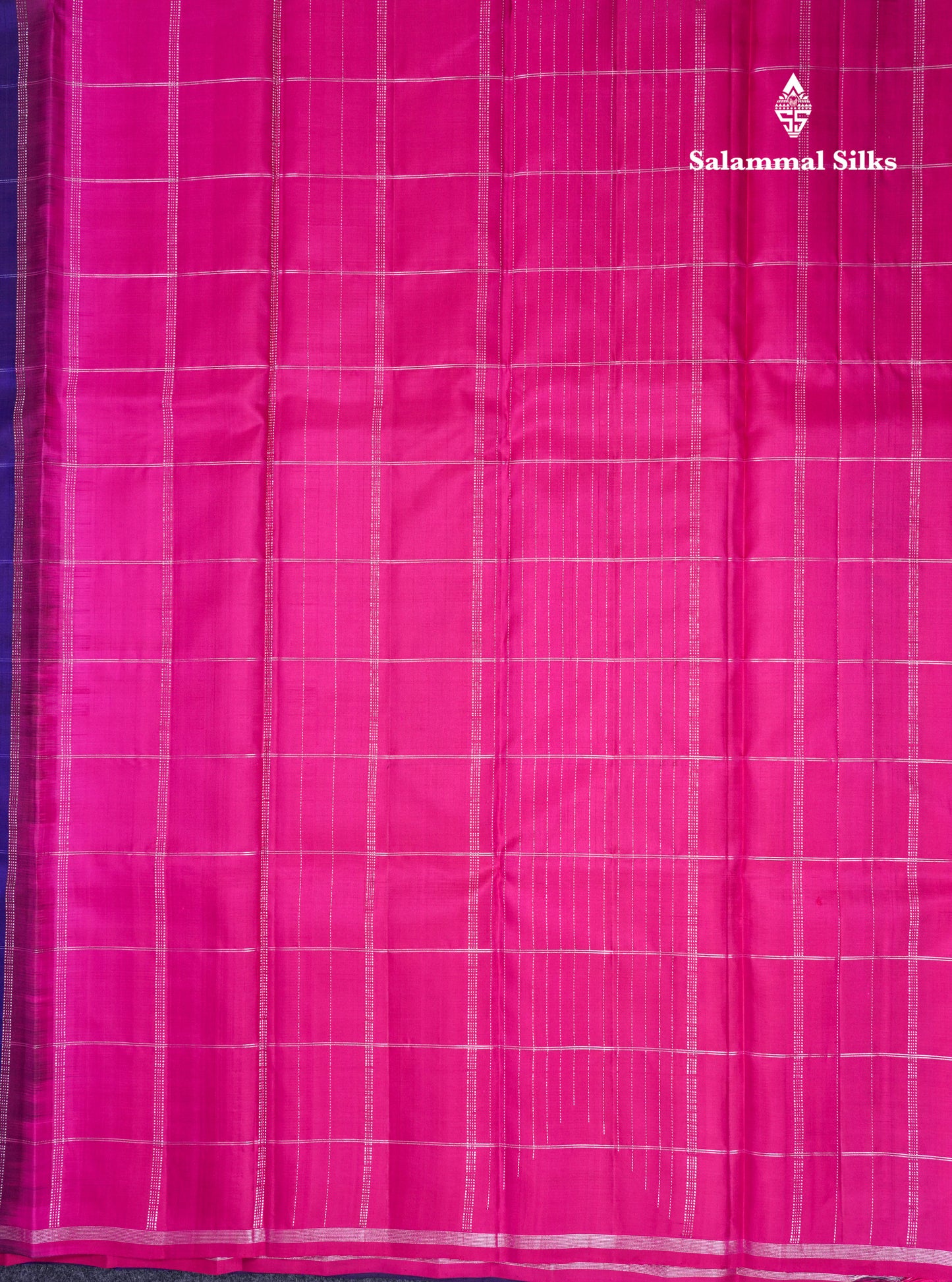 Beautiful Violet Checks Fancy Pure Kanjivaram Silk Saree With Contrast Pink Blouse