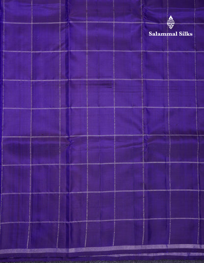 Beautiful Violet Checks Fancy Pure Kanjivaram Silk Saree With Contrast Pink Blouse