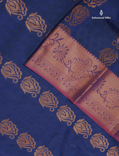 Semi Silk Saree - Red Colour Body With Contrast Dual Tone Green Blouse