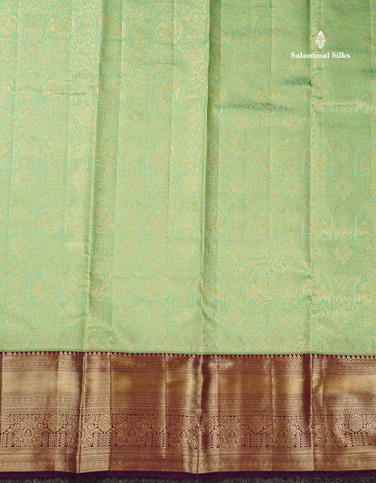 Pure Mix Silk Saree - Rexona Green Bridal Along With Contrast Dark Purple Traditional Evening Morning Border